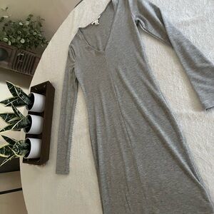 Gray V-Neck bodycon dress